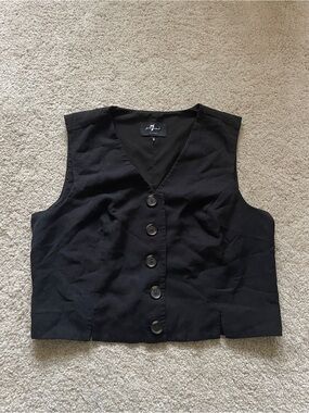 7 For All Mankind Cropped Vest Linen Black size XL